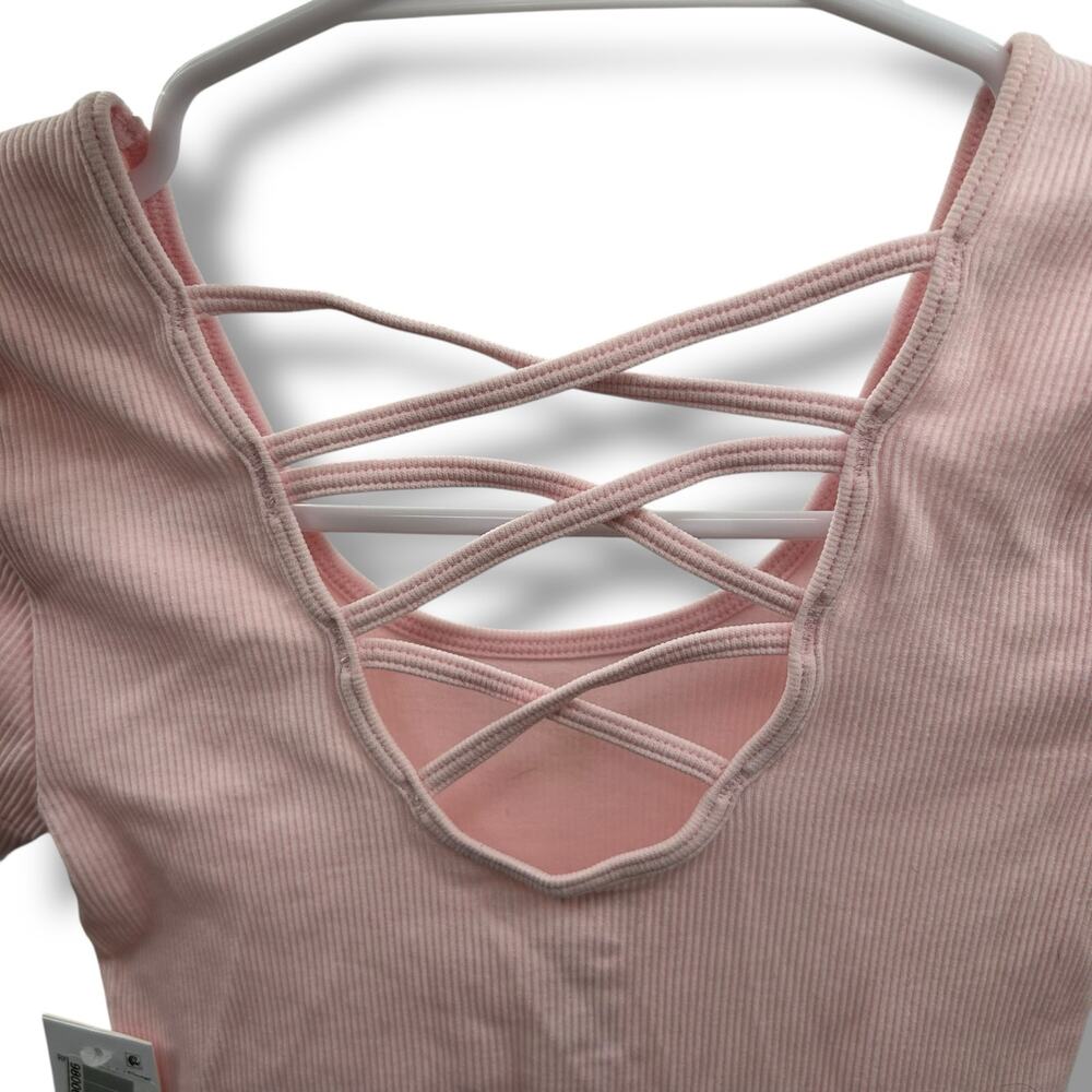 NEW Light Pink Lattice Back Bodysuit XS Coquette Blush Thong Ultra Flirt - Picture 6 of 10